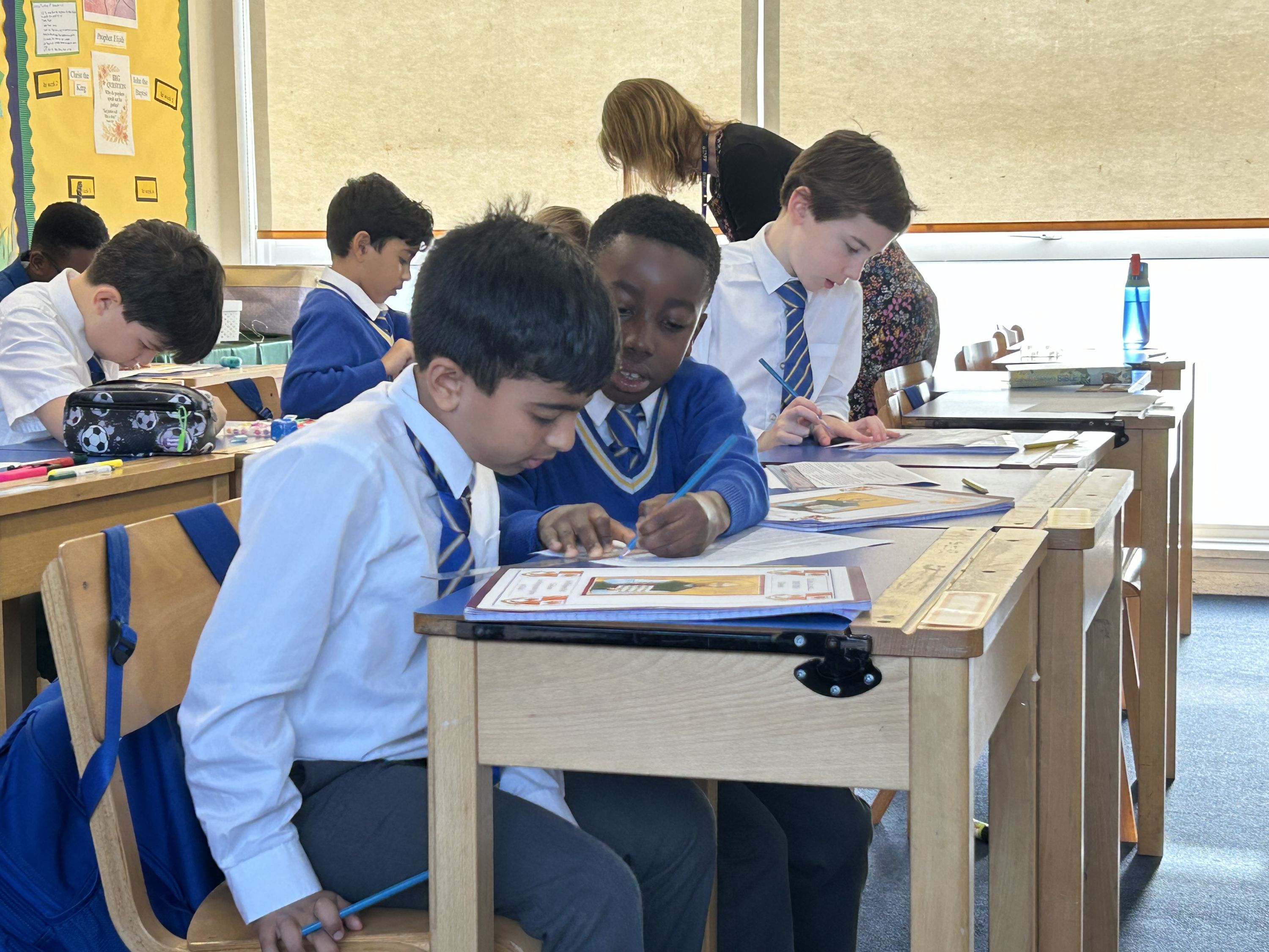 Loyola boys in their classroom