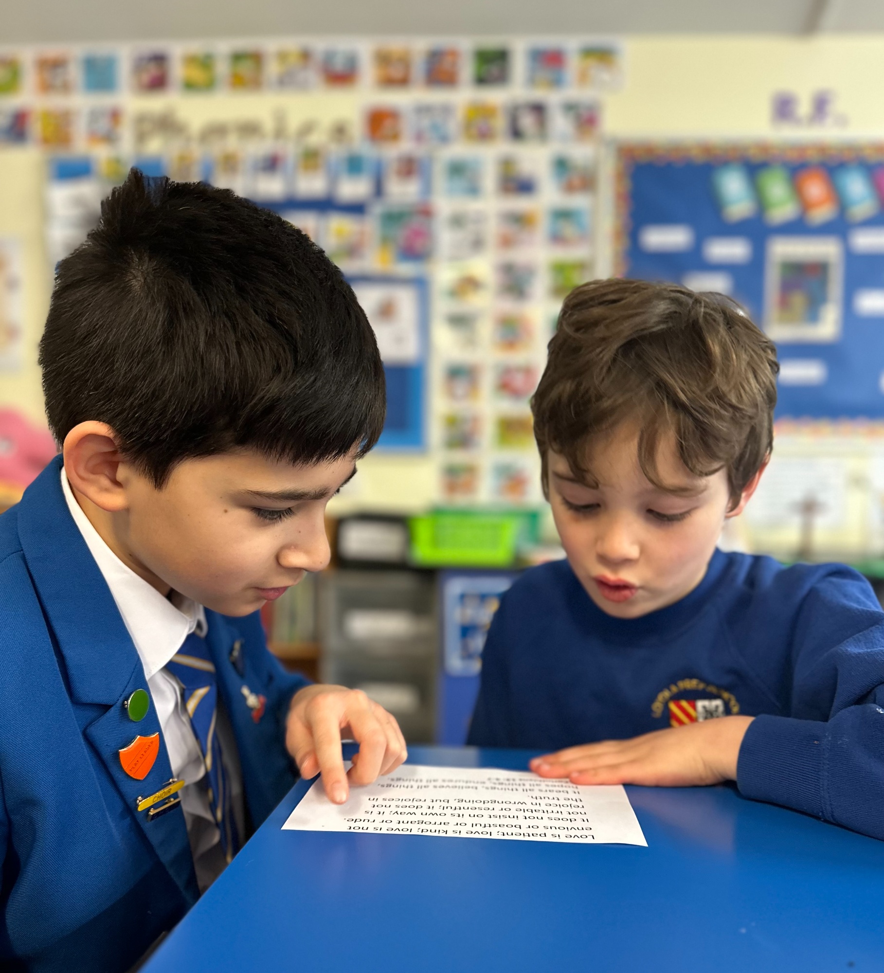 Loyola Prep boys reading together