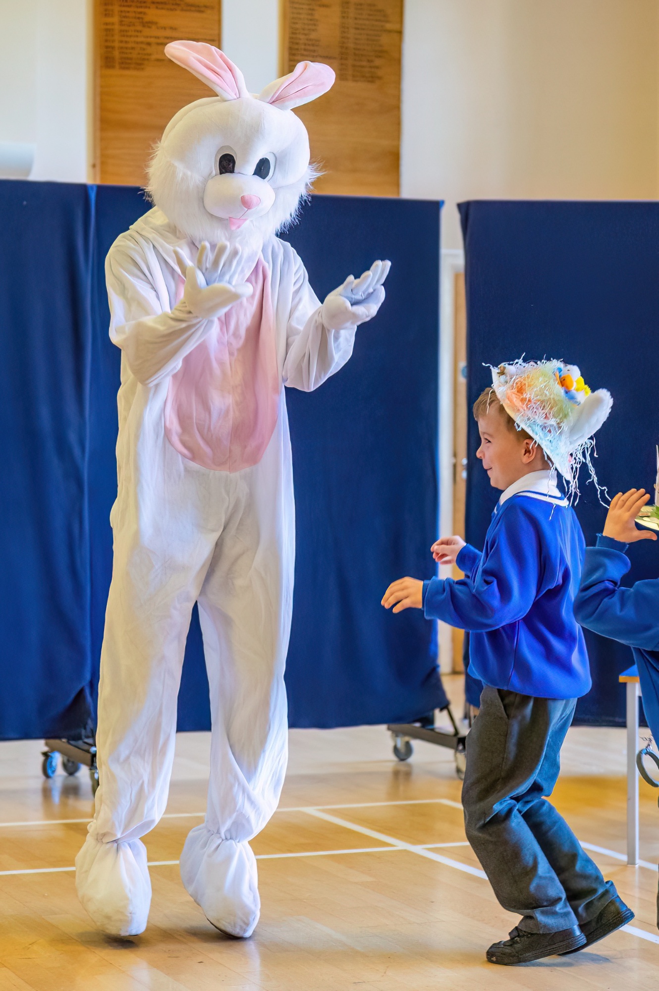 Loyola Prep boy with Easter bunny